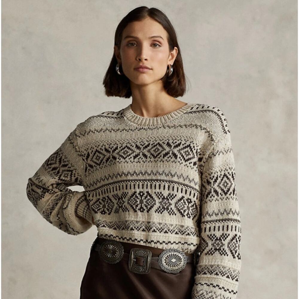 Polo Ralph Lauren Blouson Sleeve Sweater Tan Knit Size XXS NWT